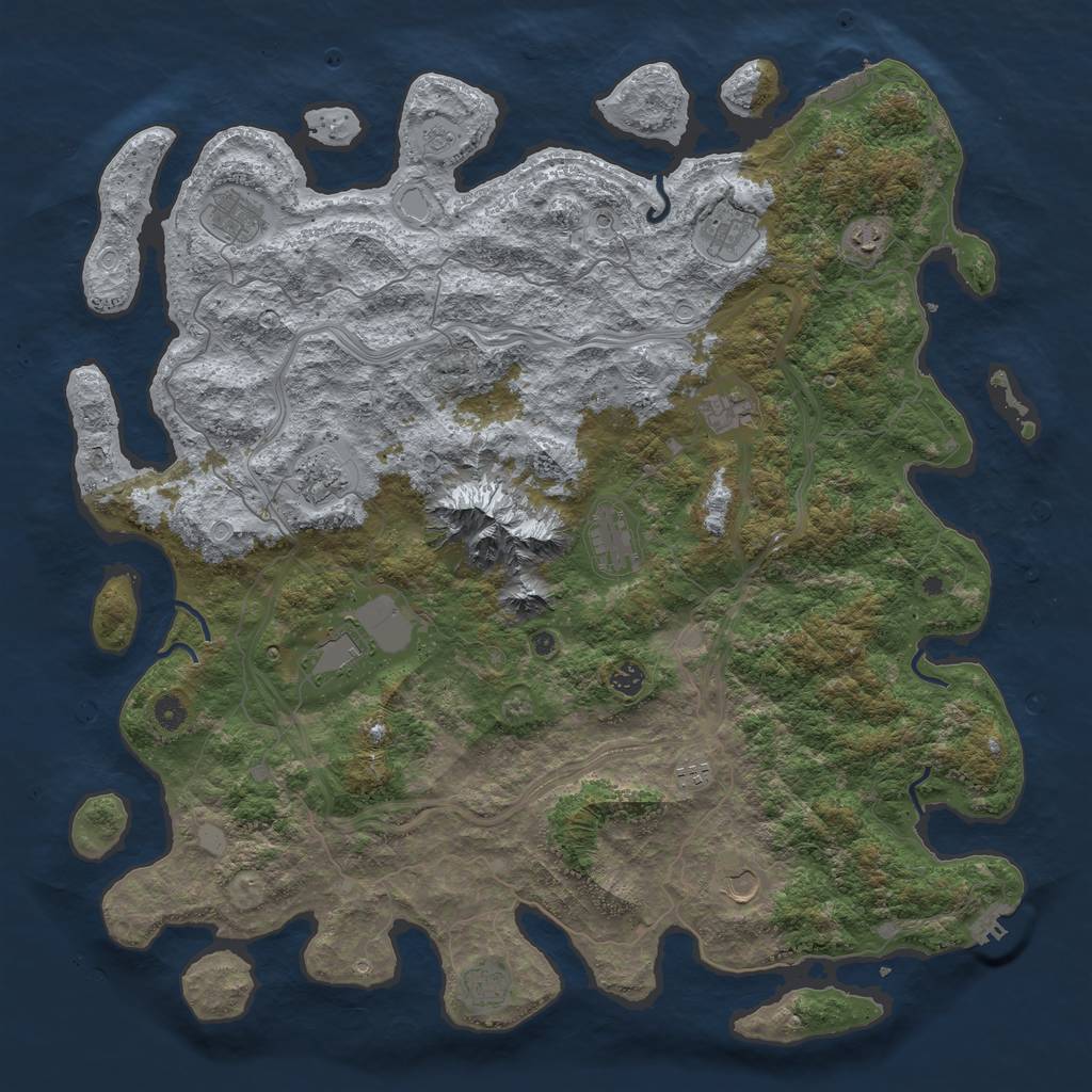 Rust Map: Procedural Map, Size: 5000, Seed: 2345, 20 Monuments