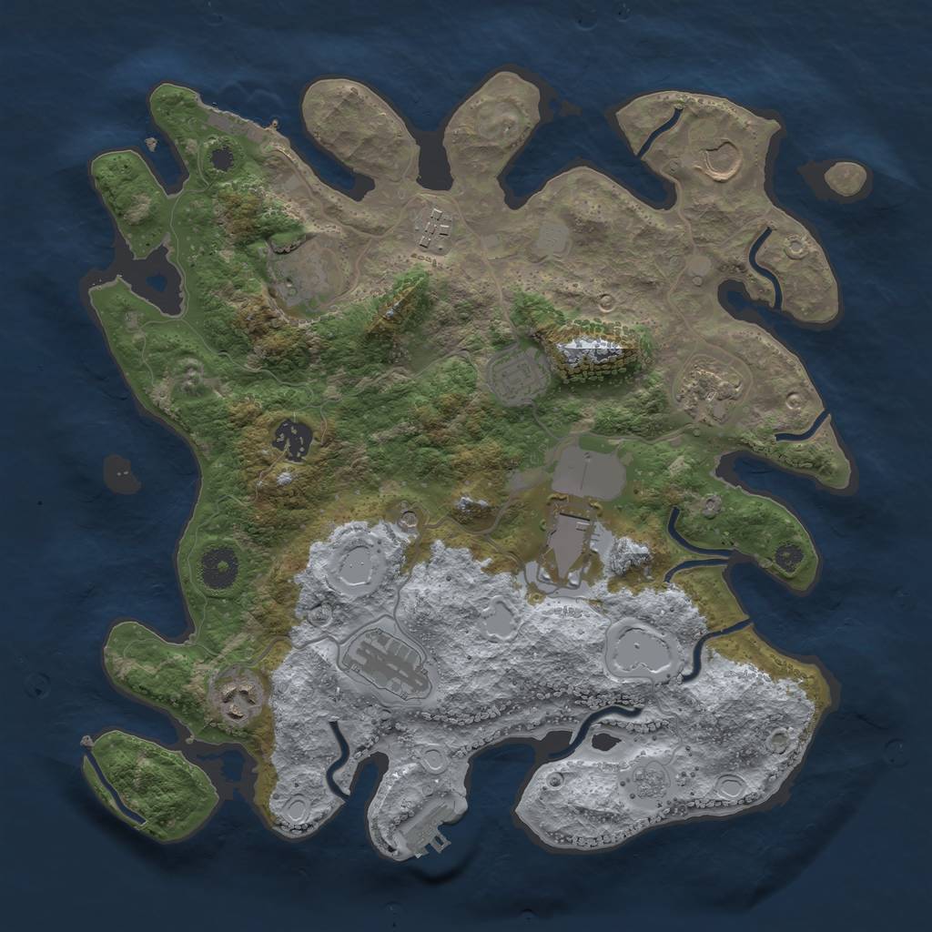 Rust Map: Procedural Map, Size: 3500, Seed: 752772, 18 Monuments