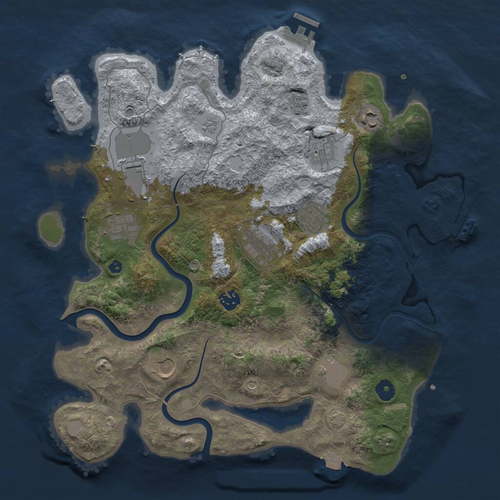 Rust Map: Procedural Map, Size: 3750, Seed: 18, 16 Monuments