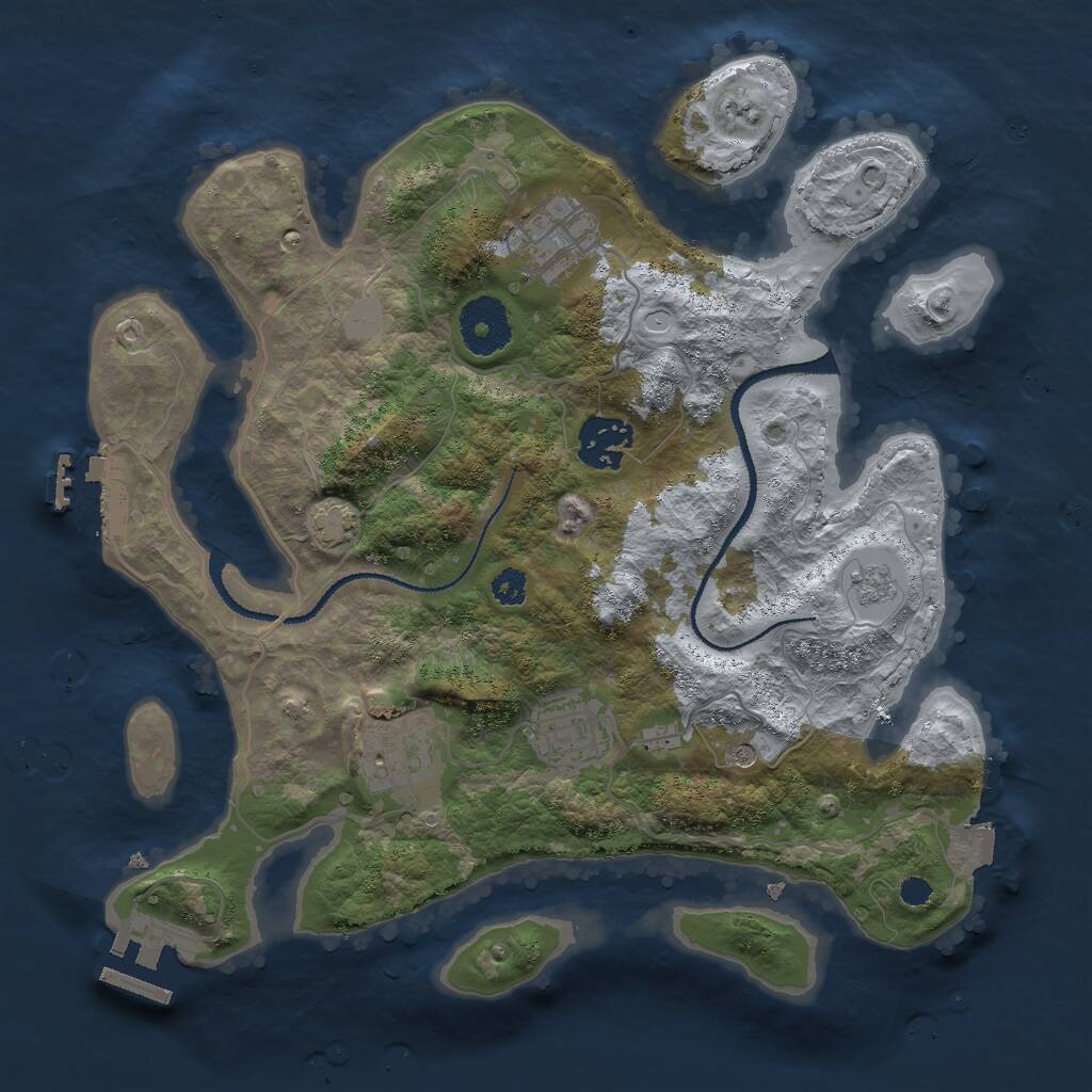 Rust Map: Procedural Map, Size: 3000, Seed: 467064, 10 Monuments