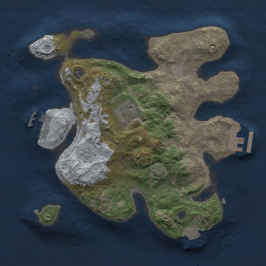 Rust Map: Procedural Map, Size: 2500, Seed: 1798889100, 6 Monuments