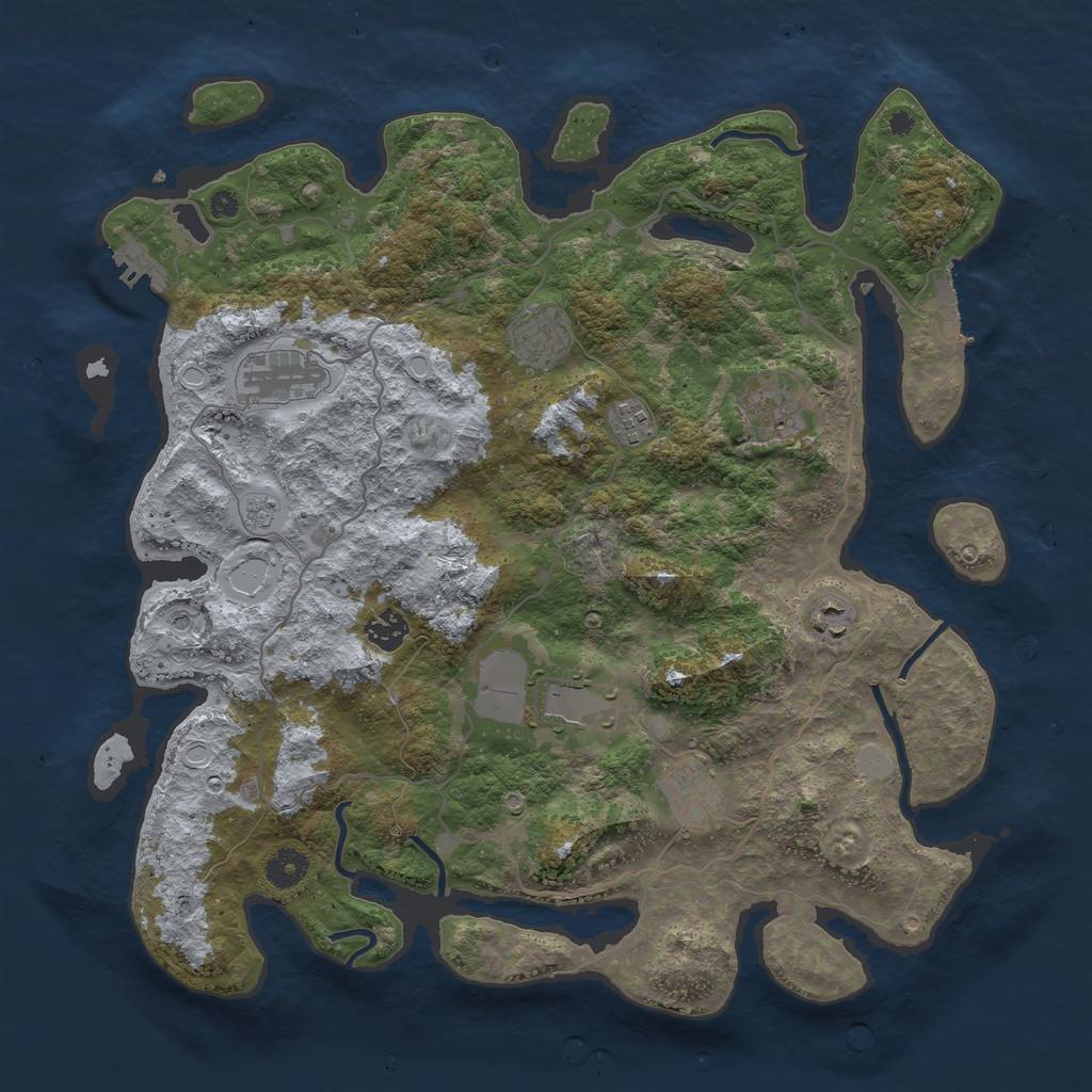 Rust Map: Procedural Map, Size: 4000, Seed: 6432, 17 Monuments