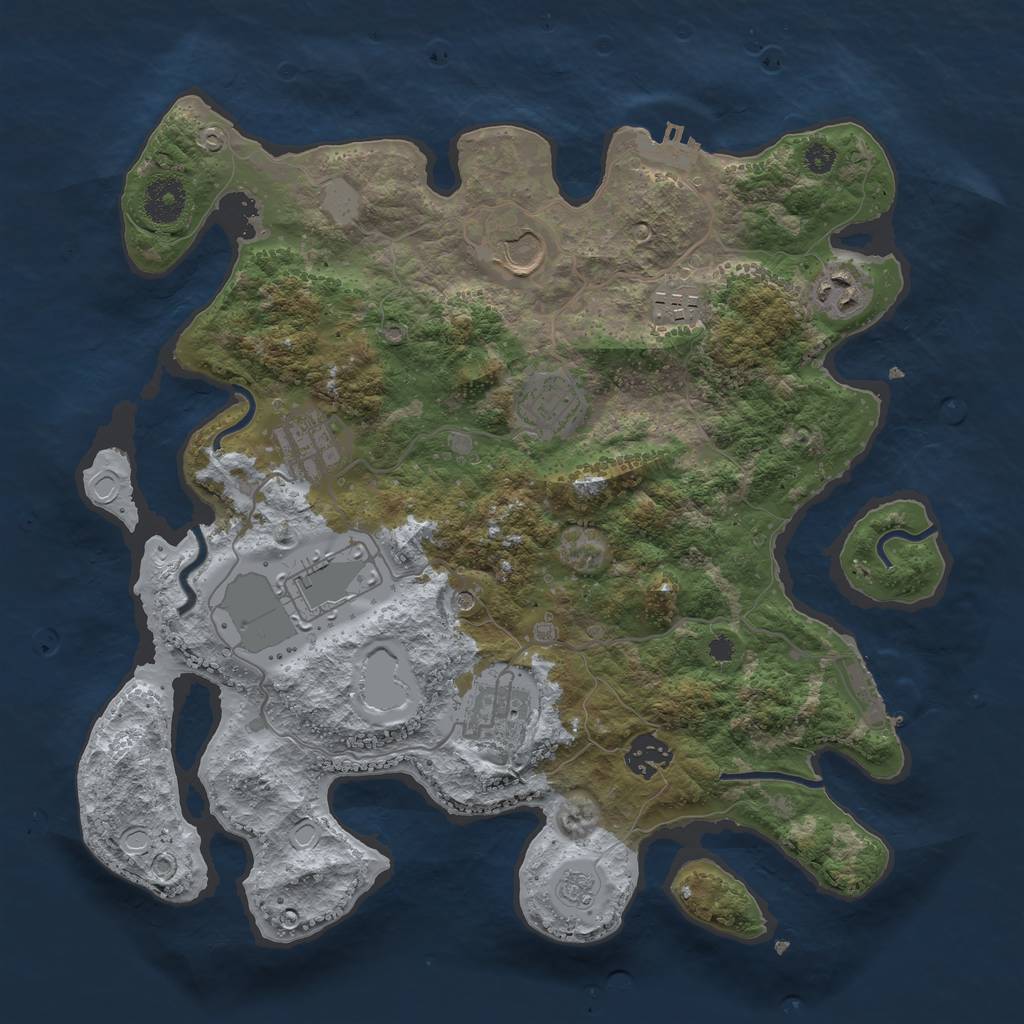 Rust Map: Procedural Map, Size: 3500, Seed: 209041116, 17 Monuments