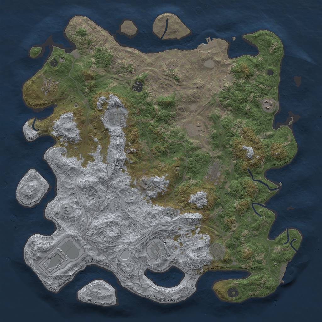 Rust Map: Procedural Map, Size: 4500, Seed: 281232, 19 Monuments