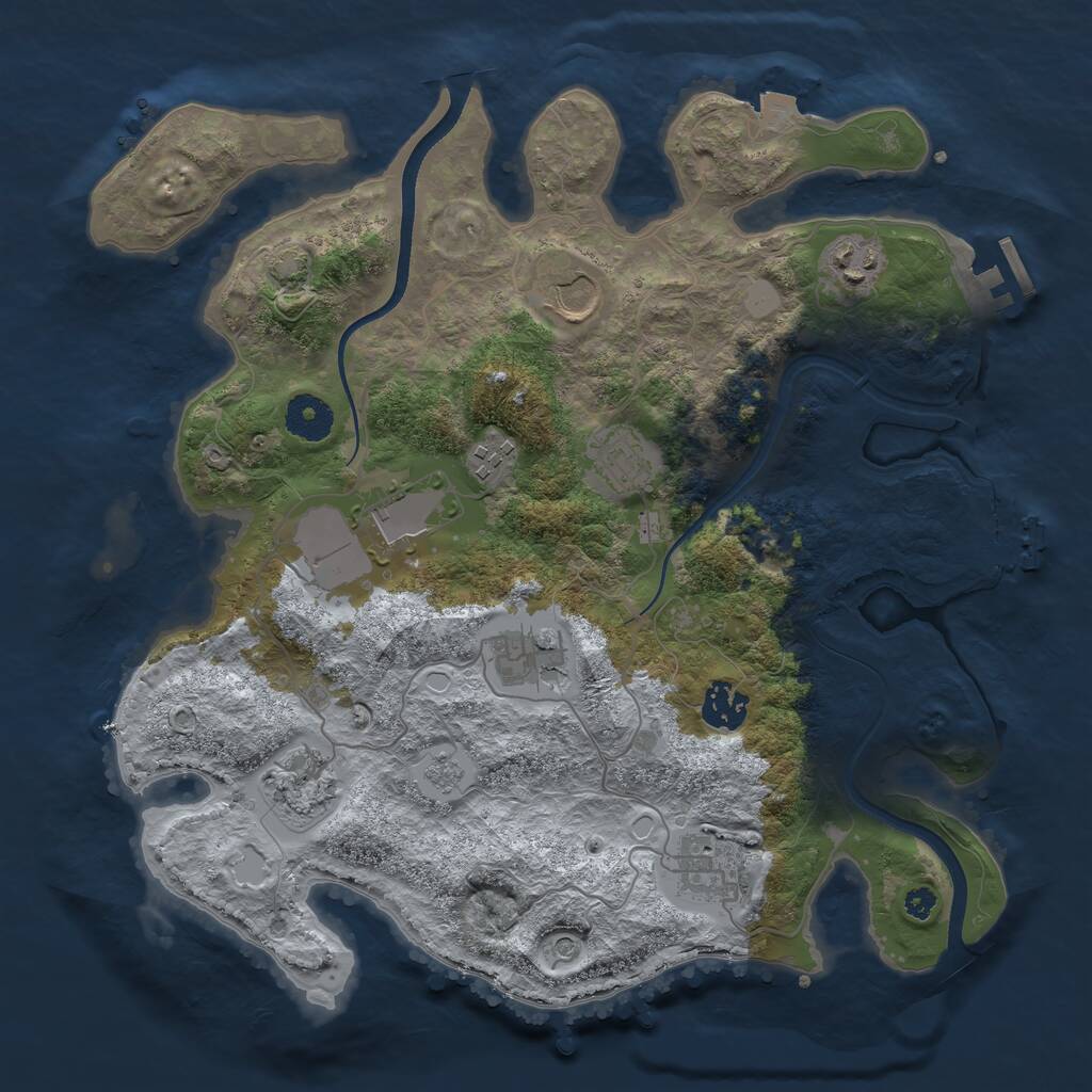 Rust Map: Procedural Map, Size: 3500, Seed: 8675329, 15 Monuments
