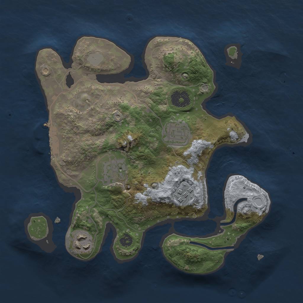 Rust Map: Procedural Map, Size: 2500, Seed: 7428, 10 Monuments