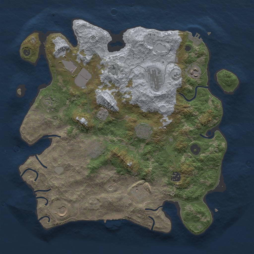 Rust Map: Procedural Map, Size: 3700, Seed: 828611837, 19 Monuments