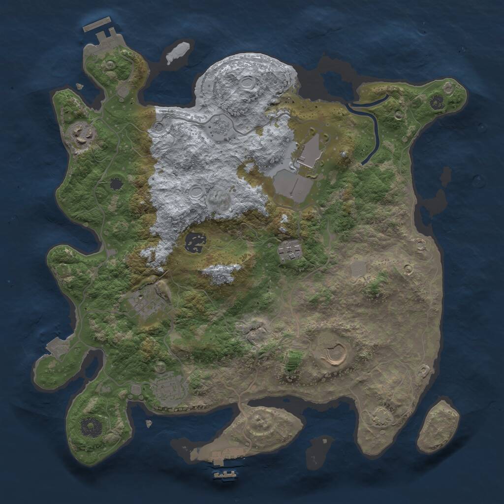 Rust Map: Procedural Map, Size: 3500, Seed: 1834355185, 13 Monuments