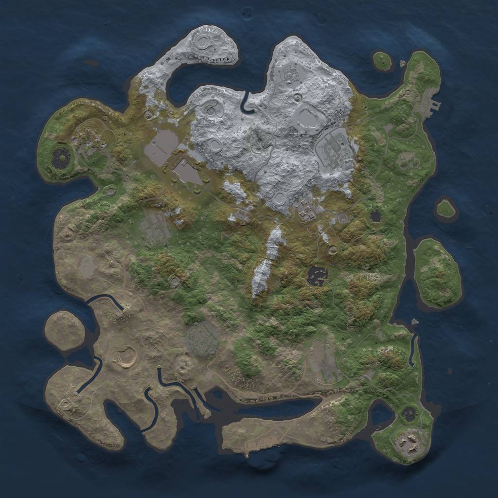 Rust Map: Procedural Map, Size: 3600, Seed: 1005118599, 19 Monuments