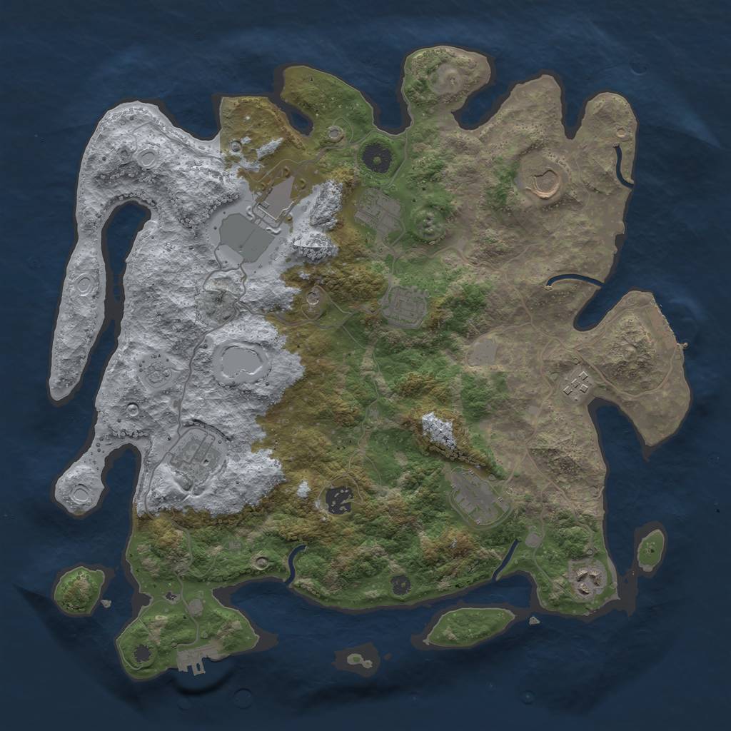 Rust Map: Procedural Map, Size: 3800, Seed: 961685938, 16 Monuments