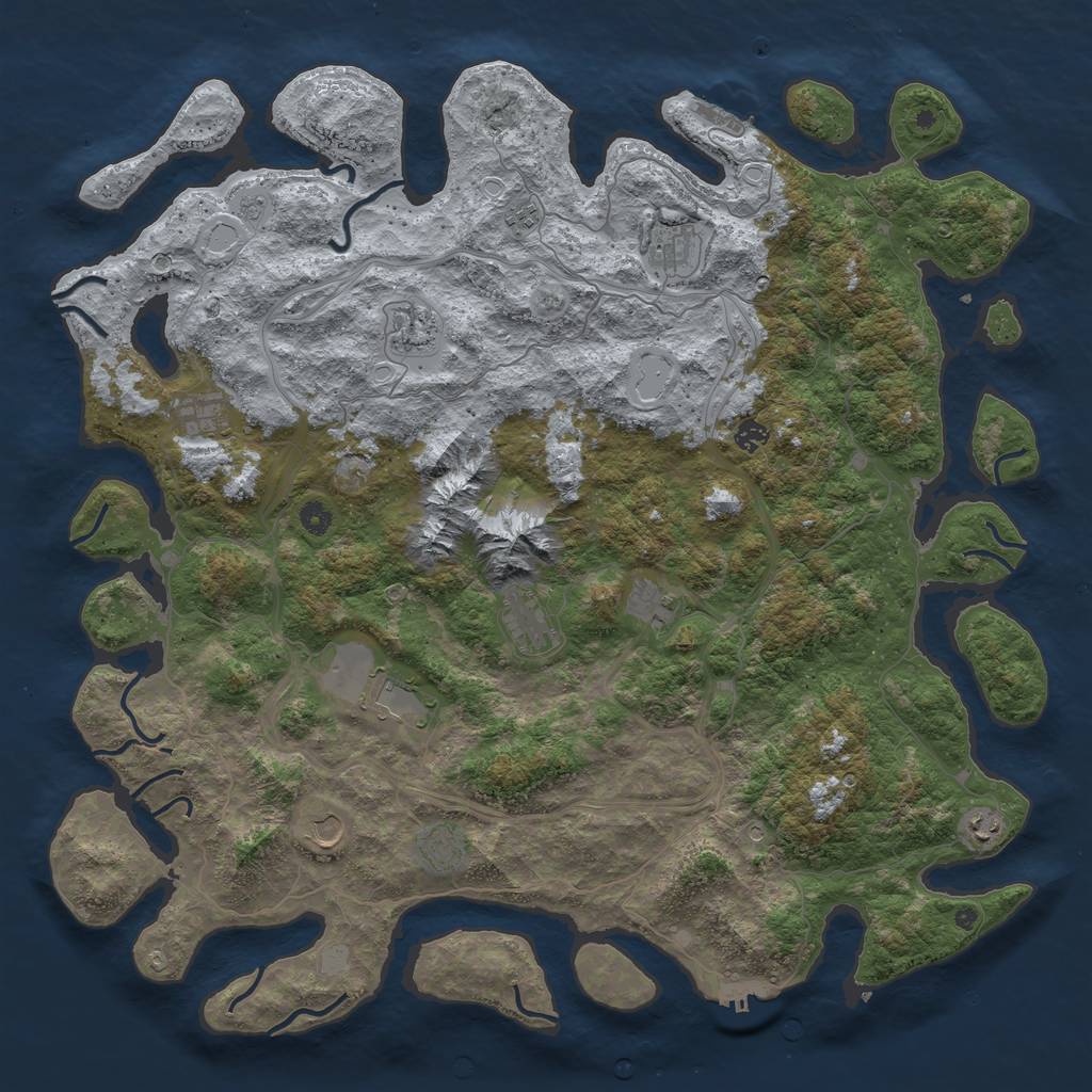Rust Map: Procedural Map, Size: 5000, Seed: 1744705105, 20 Monuments