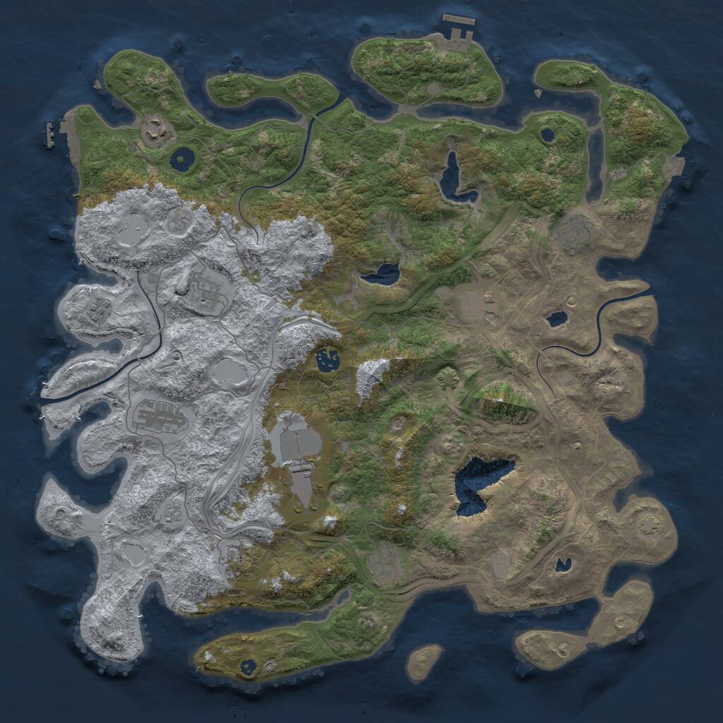 Rust Map: Procedural Map, Size: 4500, Seed: 6295, 16 Monuments