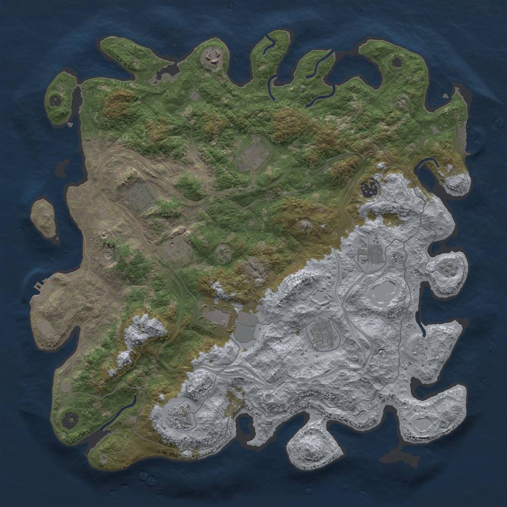 Rust Map: Procedural Map, Size: 4500, Seed: 935968928, 19 Monuments