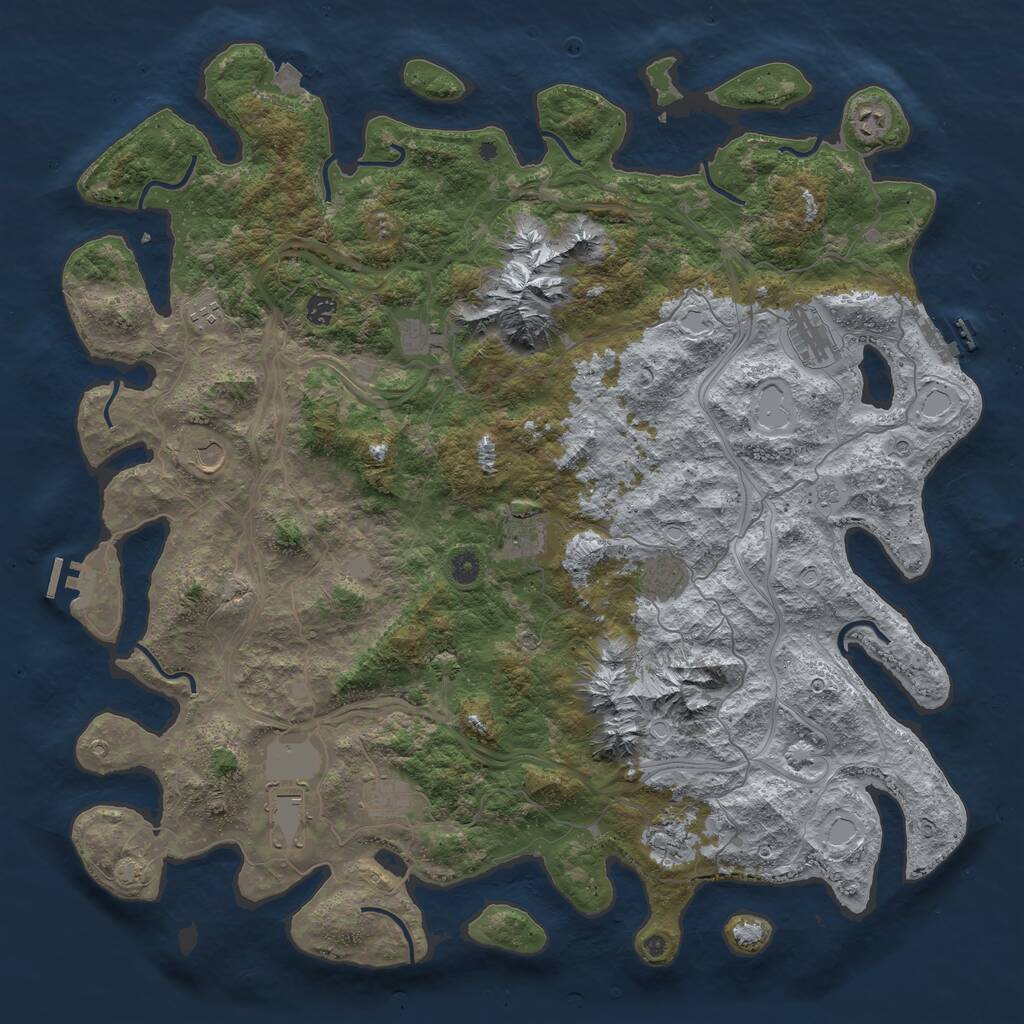 Rust Map: Procedural Map, Size: 5000, Seed: 1464520274, 17 Monuments