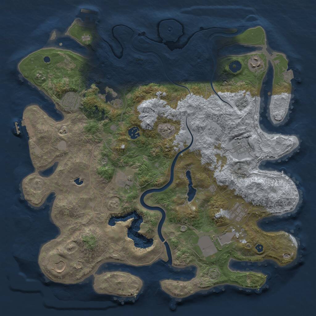 Rust Map: Procedural Map, Size: 4000, Seed: 986686, 16 Monuments