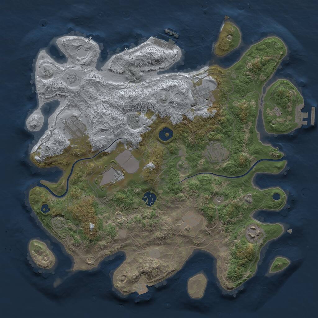 Rust Map: Procedural Map, Size: 3500, Seed: 3526100, 14 Monuments