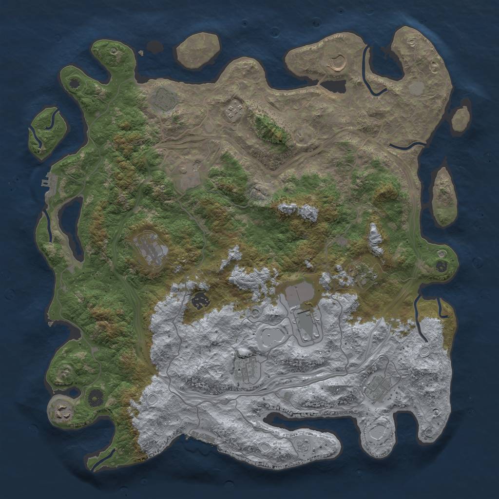 Rust Map: Procedural Map, Size: 4500, Seed: 71000, 20 Monuments
