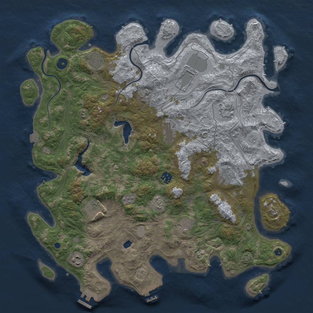 Rust Map: Procedural Map, Size: 4300, Seed: 1343903236, 16 Monuments