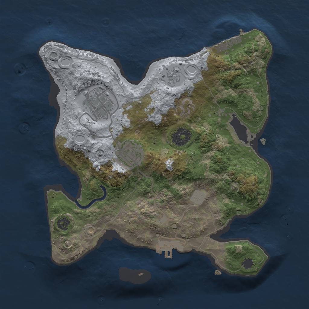 Rust Map: Procedural Map, Size: 2500, Seed: 74168, 10 Monuments