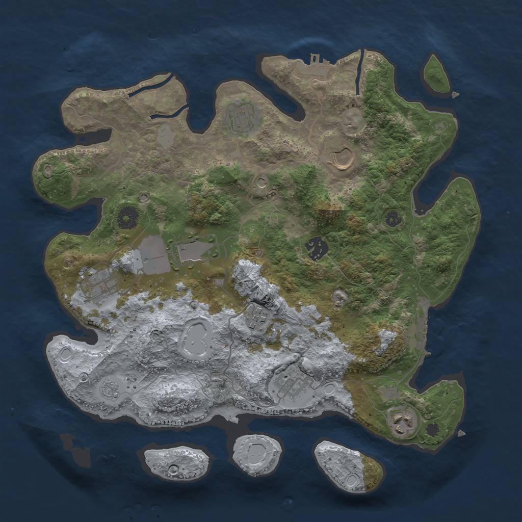 Rust Map: Procedural Map, Size: 3500, Seed: 1399521849, 17 Monuments