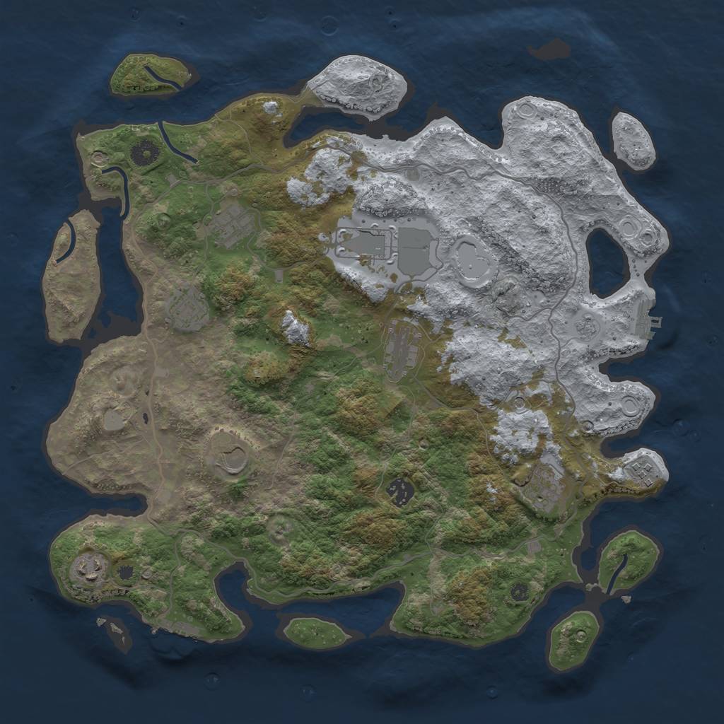 Rust Map: Procedural Map, Size: 4008, Seed: 1234567890, 18 Monuments