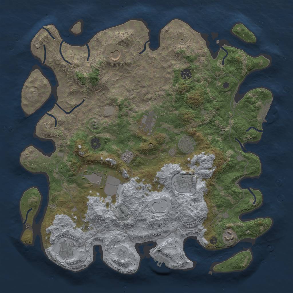 Rust Map: Procedural Map, Size: 4000, Seed: 1231989, 18 Monuments