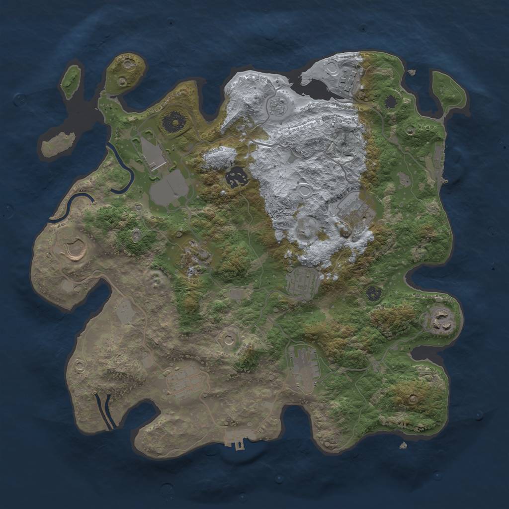 Rust Map: Procedural Map, Size: 3500, Seed: 1950566252, 19 Monuments