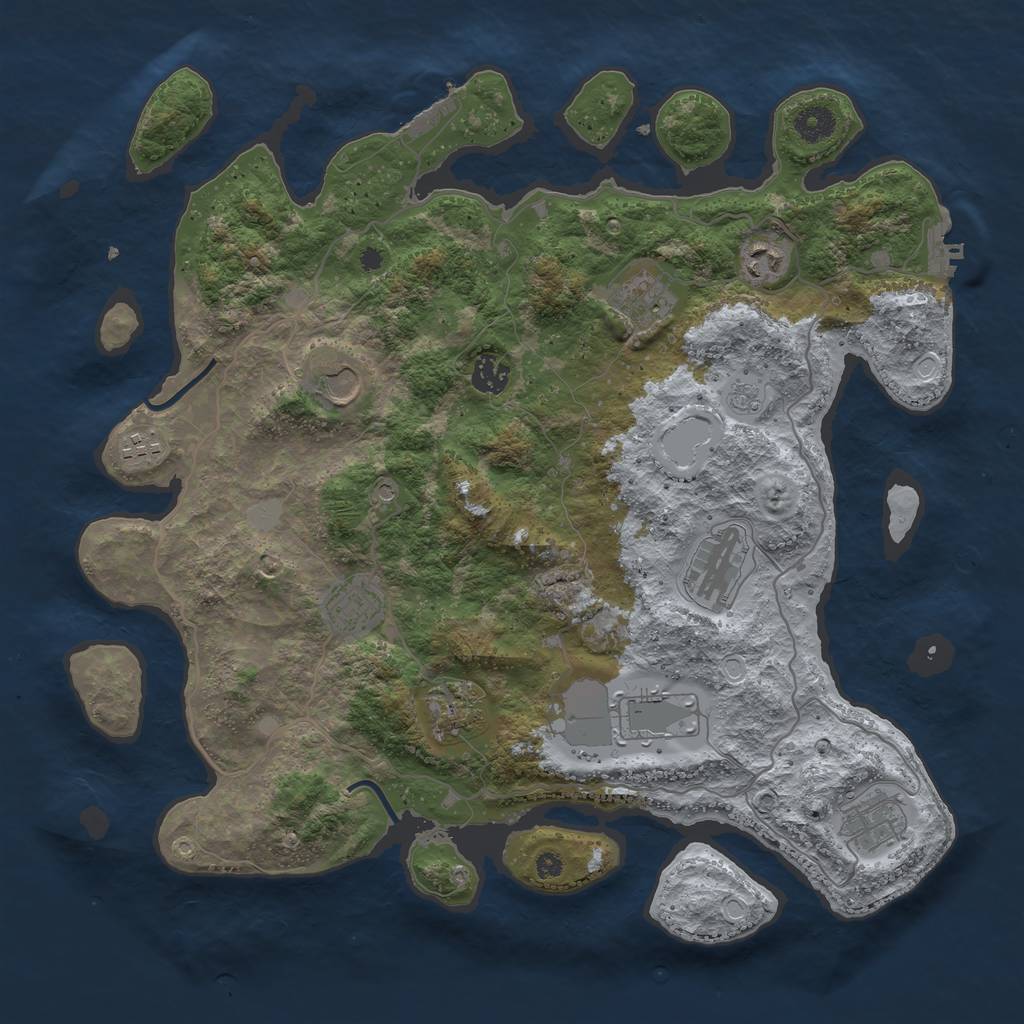 Rust Map: Procedural Map, Size: 4000, Seed: 8610537, 19 Monuments
