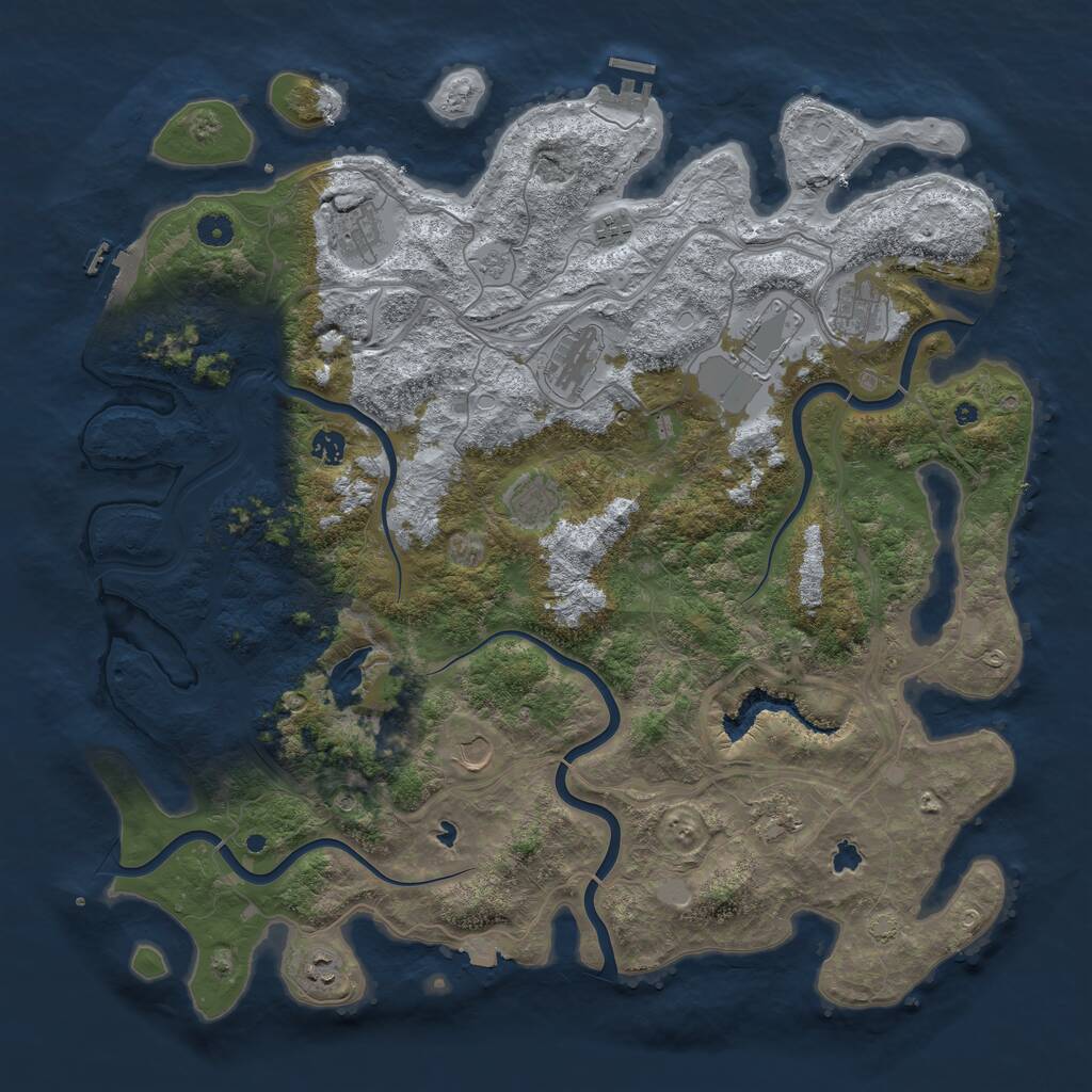 Rust Map: Procedural Map, Size: 4743, Seed: 2057841398, 16 Monuments