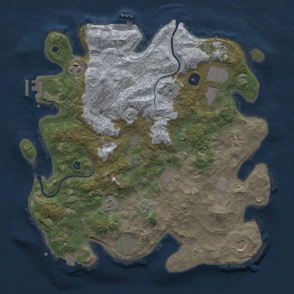 Rust Map: Procedural Map, Size: 3700, Seed: 1200612068, 14 Monuments