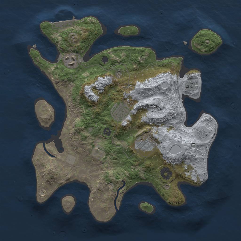 Rust Map: Procedural Map, Size: 3000, Seed: 7323, 12 Monuments