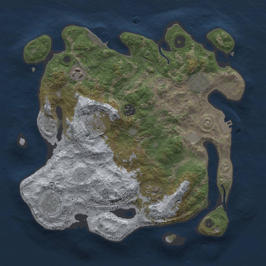 Rust Map: Procedural Map, Size: 3250, Seed: 822133497, 14 Monuments