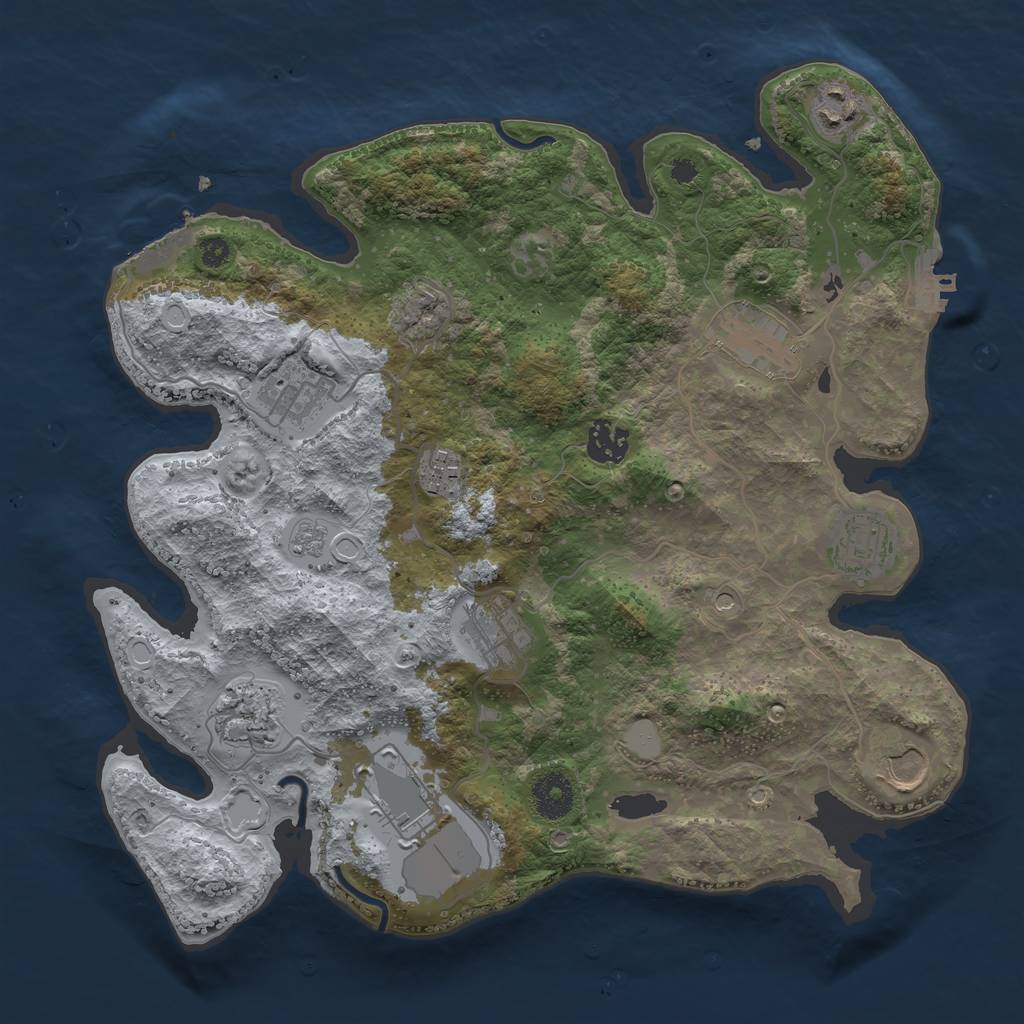 Rust Map: Procedural Map, Size: 3500, Seed: 44566777, 19 Monuments