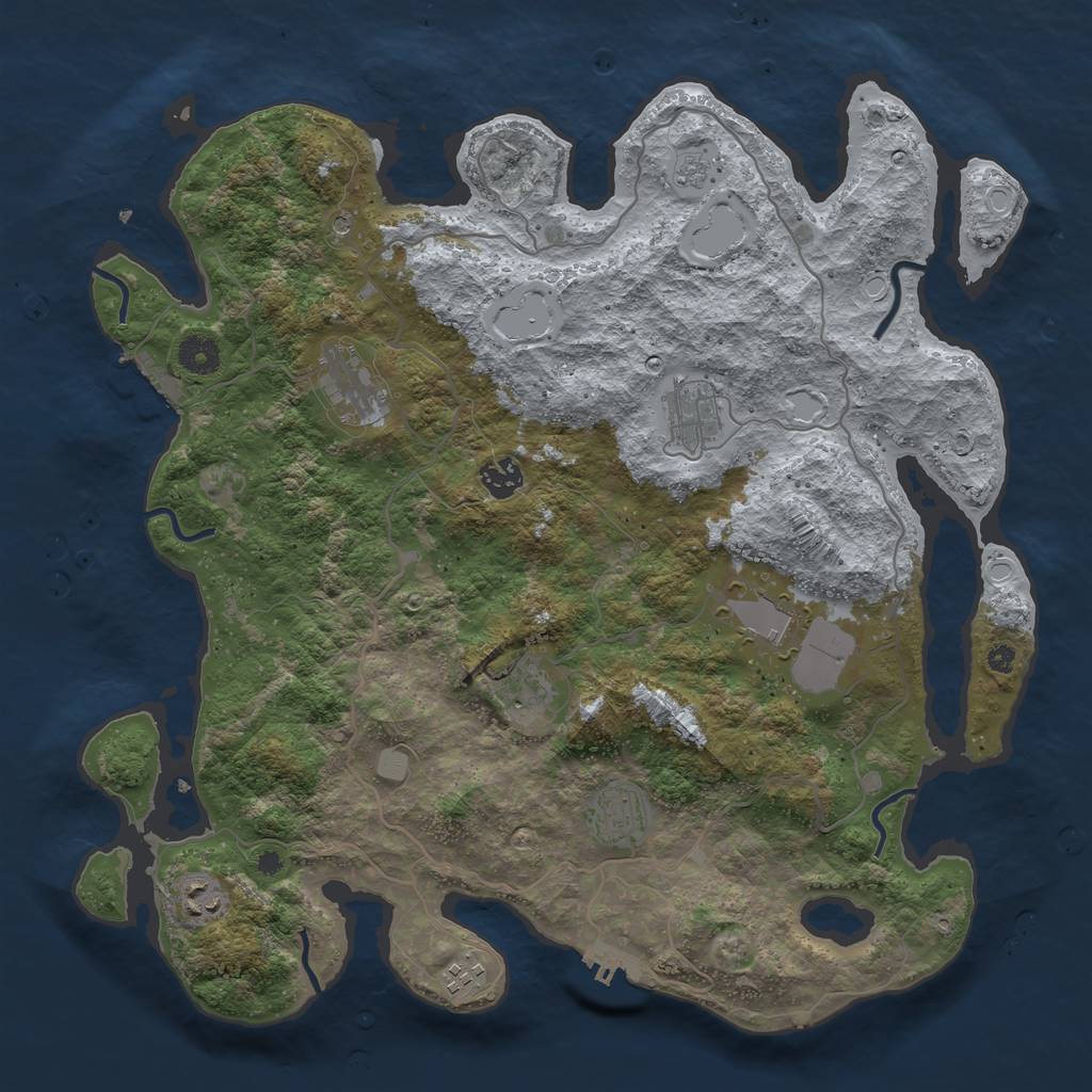 Rust Map: Procedural Map, Size: 4000, Seed: 9735186, 17 Monuments