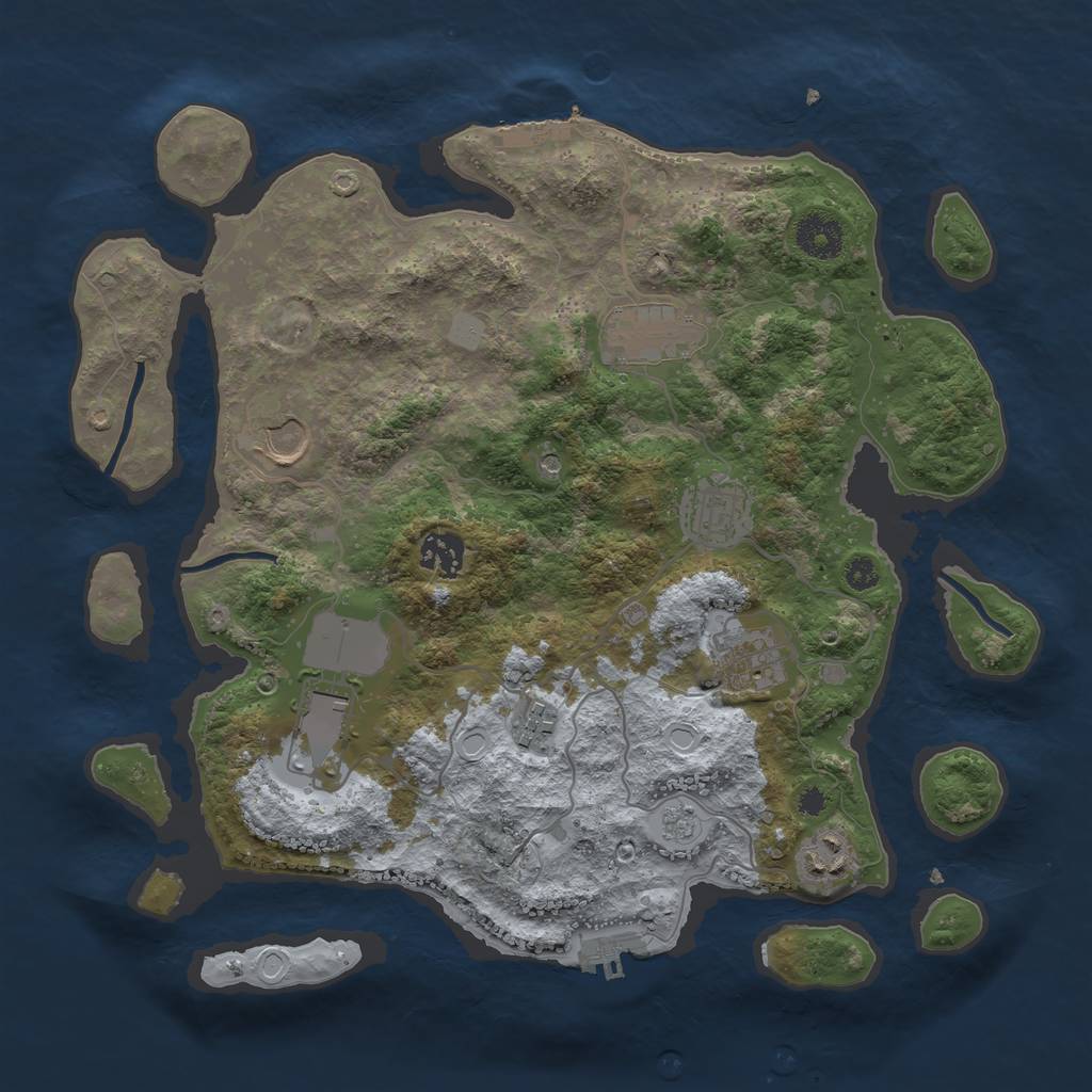 Rust Map: Procedural Map, Size: 3500, Seed: 2096119646, 17 Monuments