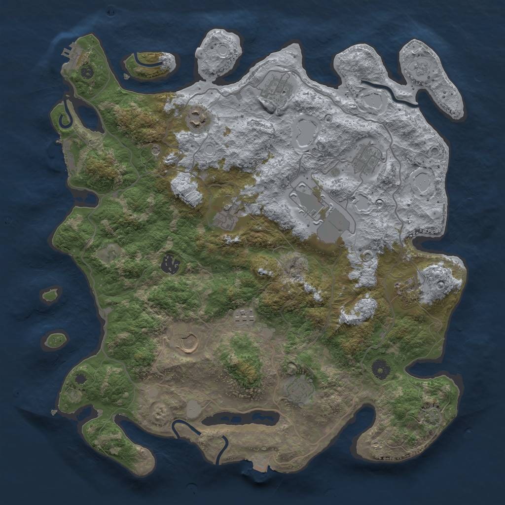 Rust Map: Procedural Map, Size: 4000, Seed: 320654987, 18 Monuments