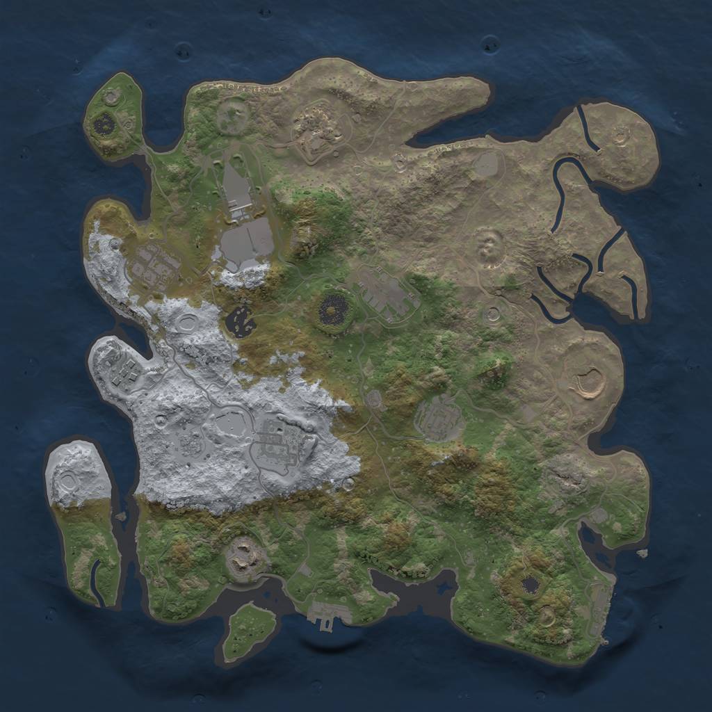 Rust Map: Procedural Map, Size: 3500, Seed: 16523010, 19 Monuments