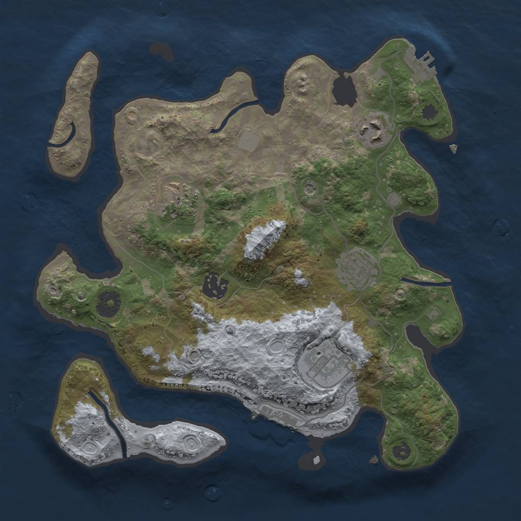 Rust Map: Procedural Map, Size: 3000, Seed: 741027935, 13 Monuments