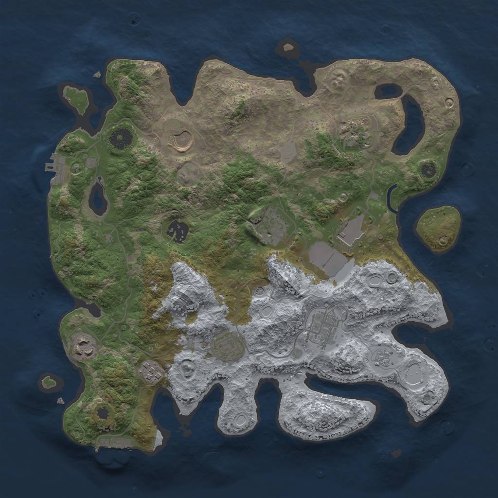 Rust Map: Procedural Map, Size: 3500, Seed: 1976726301, 18 Monuments