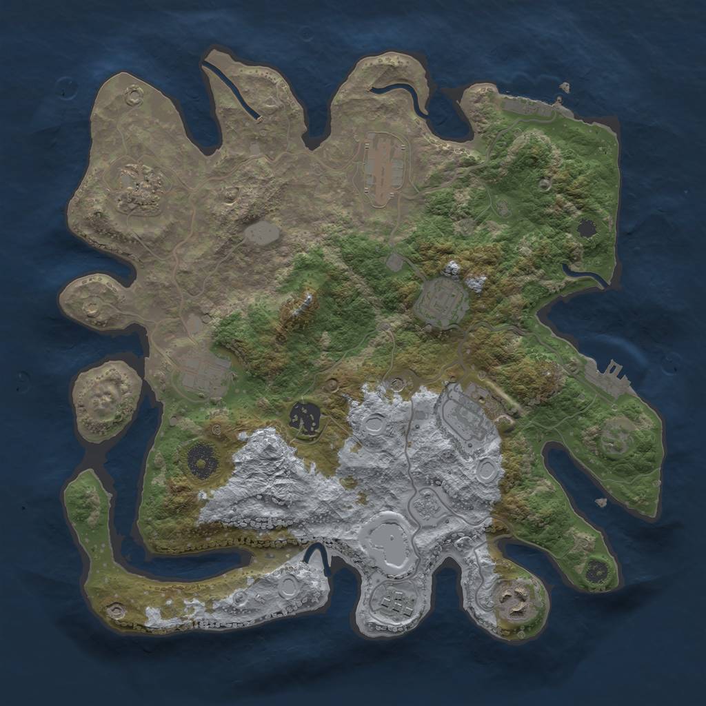Rust Map: Procedural Map, Size: 3254, Seed: 34345, 17 Monuments