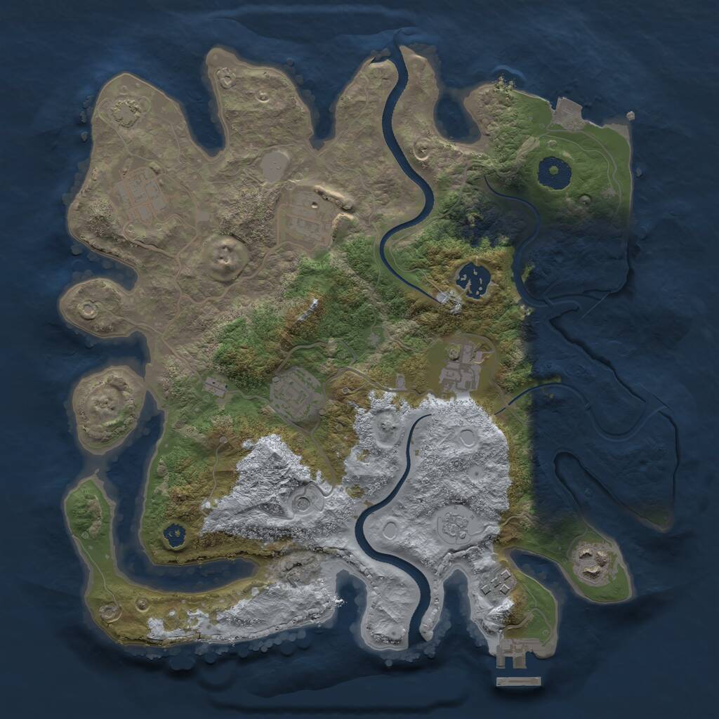Rust Map: Procedural Map, Size: 3254, Seed: 34345, 12 Monuments