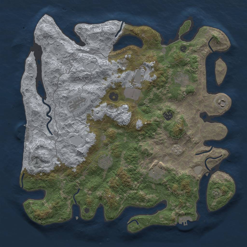 Rust Map: Procedural Map, Size: 4000, Seed: 717124781, 17 Monuments