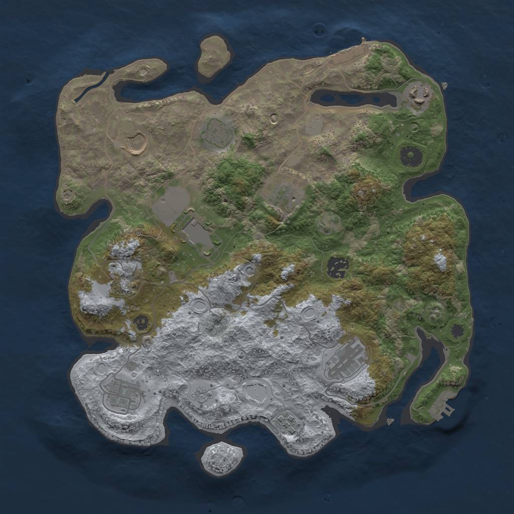 Rust Map: Procedural Map, Size: 3500, Seed: 1475369878, 19 Monuments