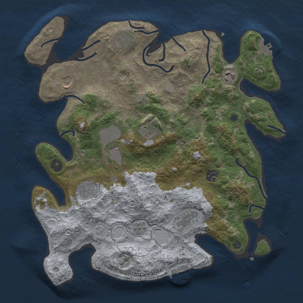 Rust Map: Procedural Map, Size: 3750, Seed: 375603812, 18 Monuments