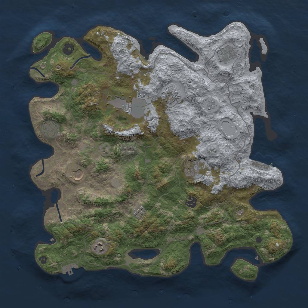 Rust Map: Procedural Map, Size: 4000, Seed: 1508227607, 18 Monuments