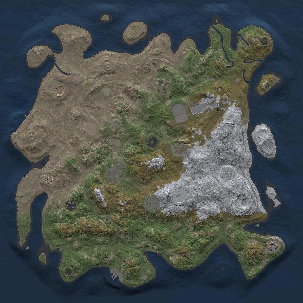 Rust Map: Procedural Map, Size: 4300, Seed: 145454541, 19 Monuments