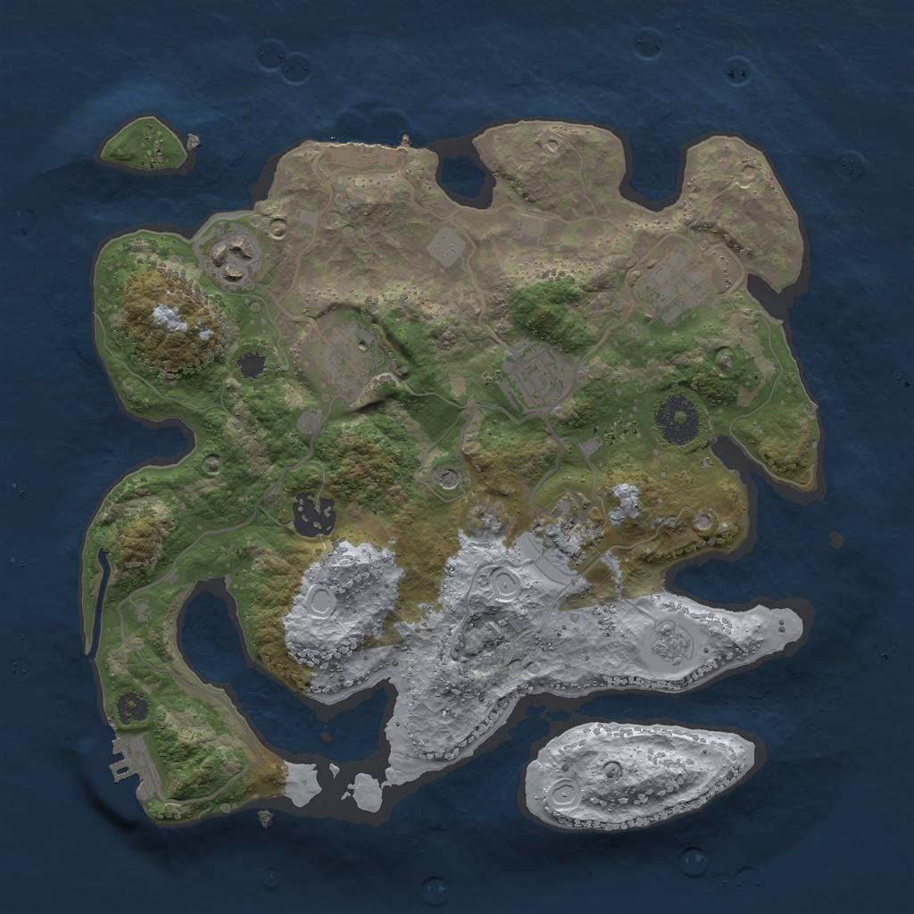 Rust Map: Procedural Map, Size: 3000, Seed: 19191250, 15 Monuments