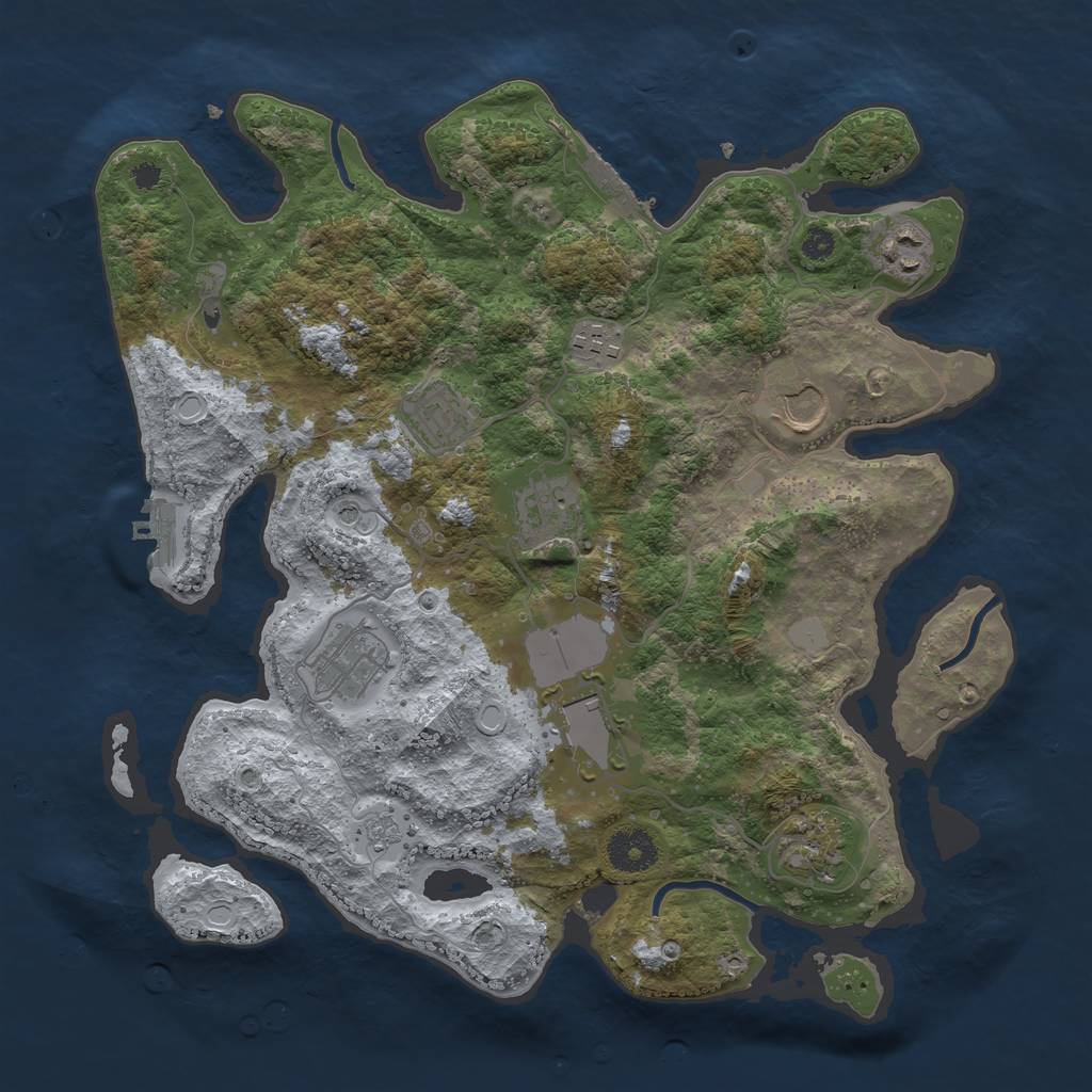 Rust Map: Procedural Map, Size: 3500, Seed: 250247988, 17 Monuments