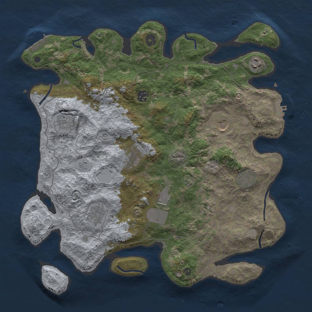 Rust Map: Procedural Map, Size: 4000, Seed: 437980, 19 Monuments