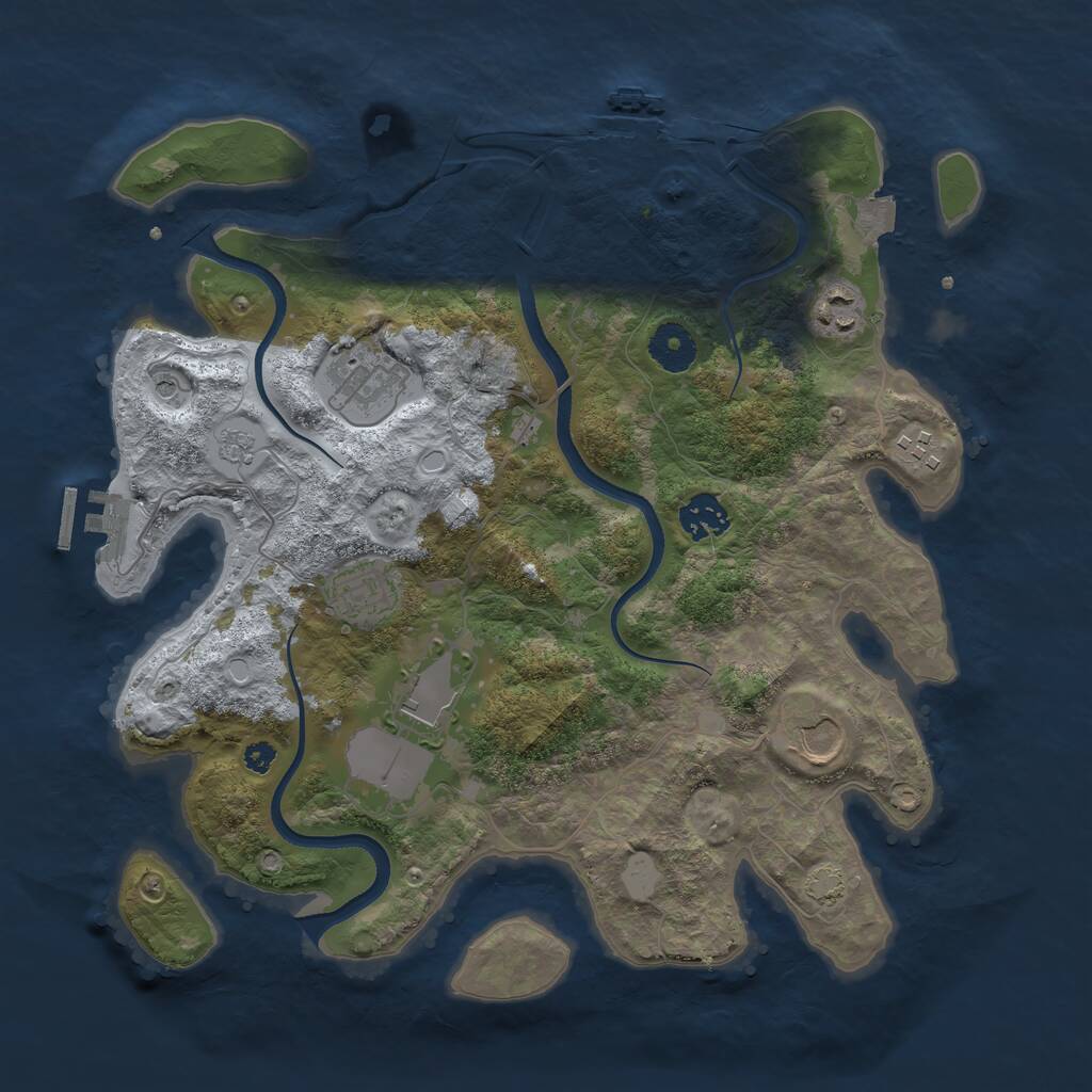 Rust Map: Procedural Map, Size: 3500, Seed: 1844230719, 13 Monuments